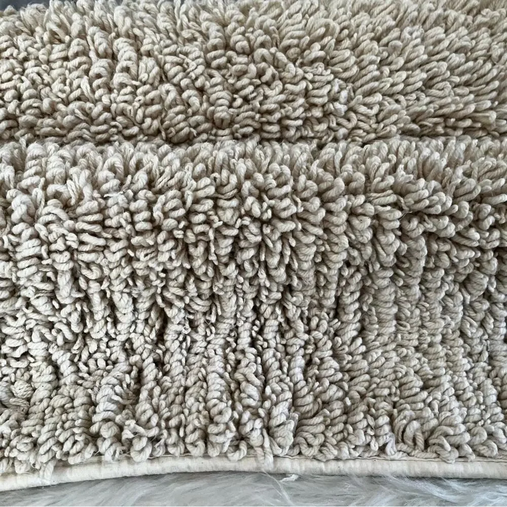 Ralph Lauren Vintage Spun Cotton Loop X-Large Plush Woven Tub Bathmat Cream Nude